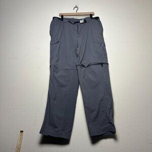 Retro Columbia Baggy Parachute Removable Zips Cargo Pant Men XL Belt Winter Grey